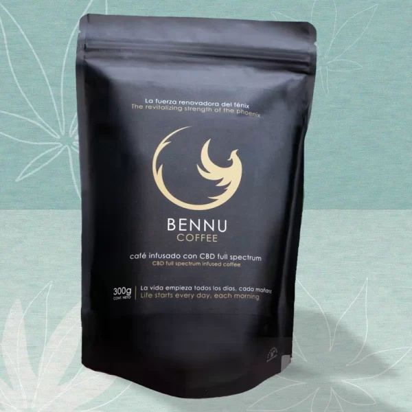 Café gourmet infusionado con CBD Full Spectrum, en bolsa de 300g. Omodiol Suplementos Cannabinoides